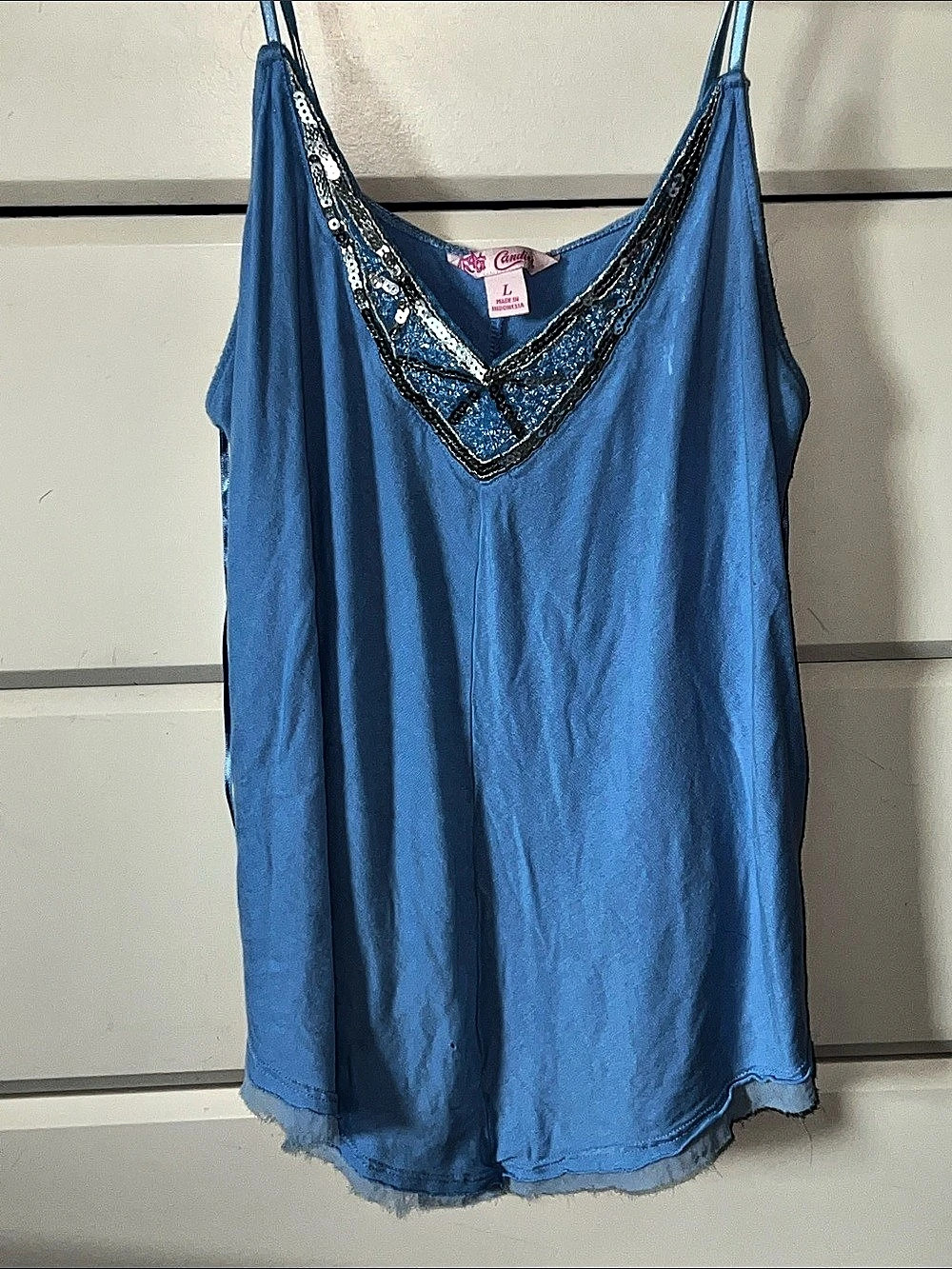 Candie's Embellished Blue Camisole Size Large